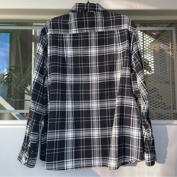 TILLEY Men's XXL Plaid Flannel Button Down Shirt Long Sleeve Black White - Picture 3 of 8